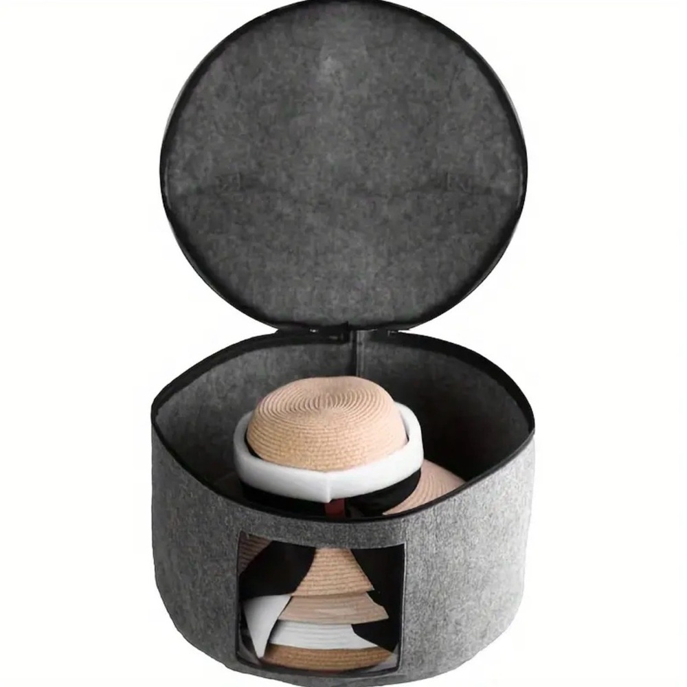 Gray Felt Hat Storage Box, NEW